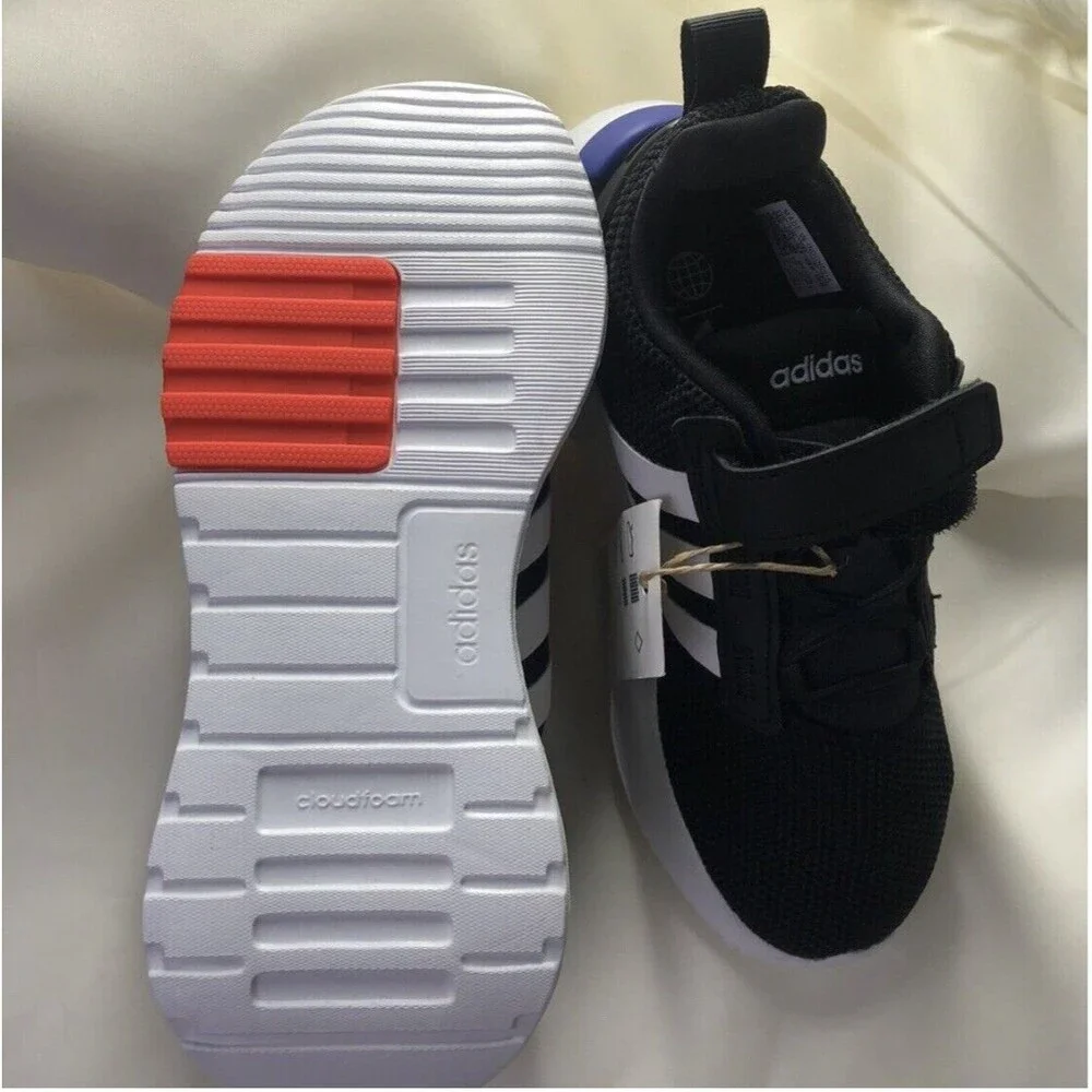 ADIDAS RACER TR21 K Boys Sz 13 K Big Boy Black/White/Ink Mesh Running Shoes - Picture 9 of 13